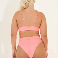 Maaji Coral Peony Shine Long Line Triangle Bikini Top Swim