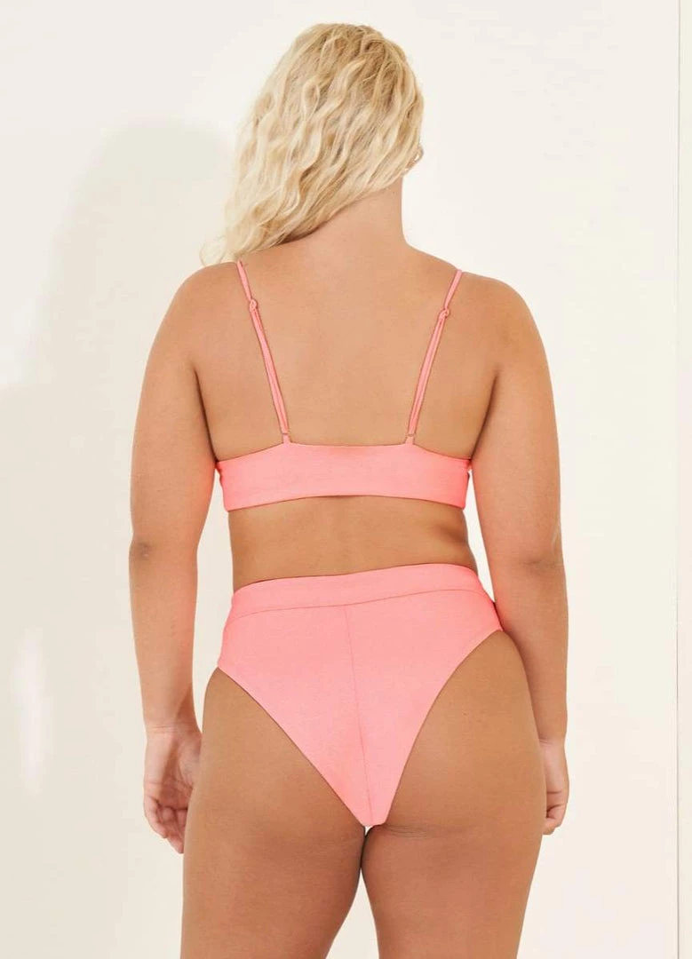 Maaji Coral Peony Shine Long Line Triangle Bikini Top Swim