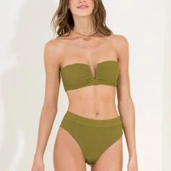 Maaji Olive Green Suzy Q High Rise/High Leg Bikini Bottom Swim