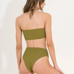 Maaji Olive Green Suzy Q High Rise/High Leg Bikini Bottom Swim