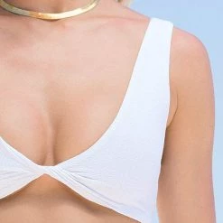 Swim Maaji White Cotton Jane Twisted Bralette Bikini Top