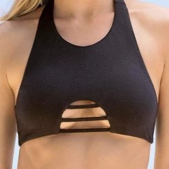 Maaji Black Tulip Niky High Neck Bikini Top Swim