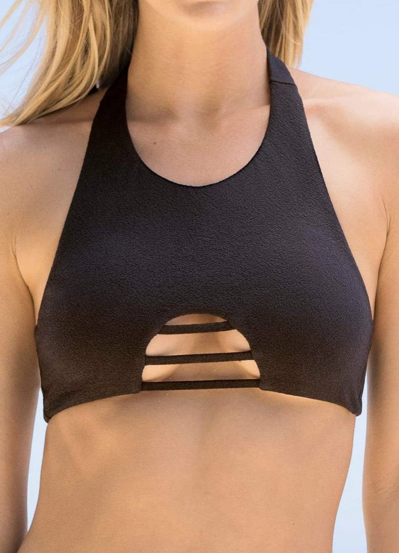 Maaji Black Tulip Niky High Neck Bikini Top Swim