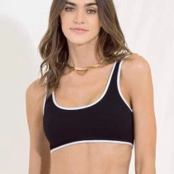 Swim Maaji Black Tulip Kiss Sporty Bralette Bikini Top