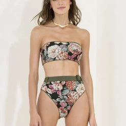 Maaji Pine Green Whitney High Rise/High Leg Bikini Bottom Swim