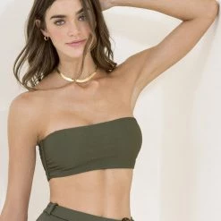 Maaji Pine Green Tiffany Strapless Bandeau Bikini Top Swim