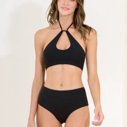 Maaji Jade Black Venus Mid Rise Bikini Bottom Swim