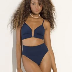 Maaji Deep Ocean Unique Long Line Triangle Bikini Top New