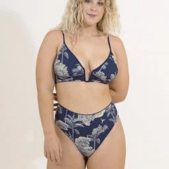 Maaji Deep Ocean Unique Long Line Triangle Bikini Top New