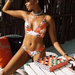 Maaji Cremon Holly Long Line Triangle Bikini Top Swim